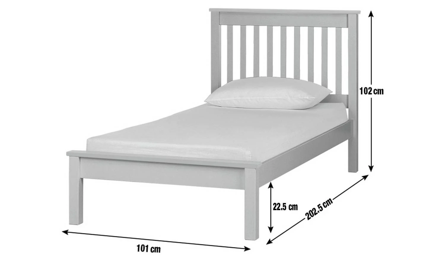 Aspley Single Wooden Bed Frame Grey Compact Minimalist Bedroom Furniture - Image 2