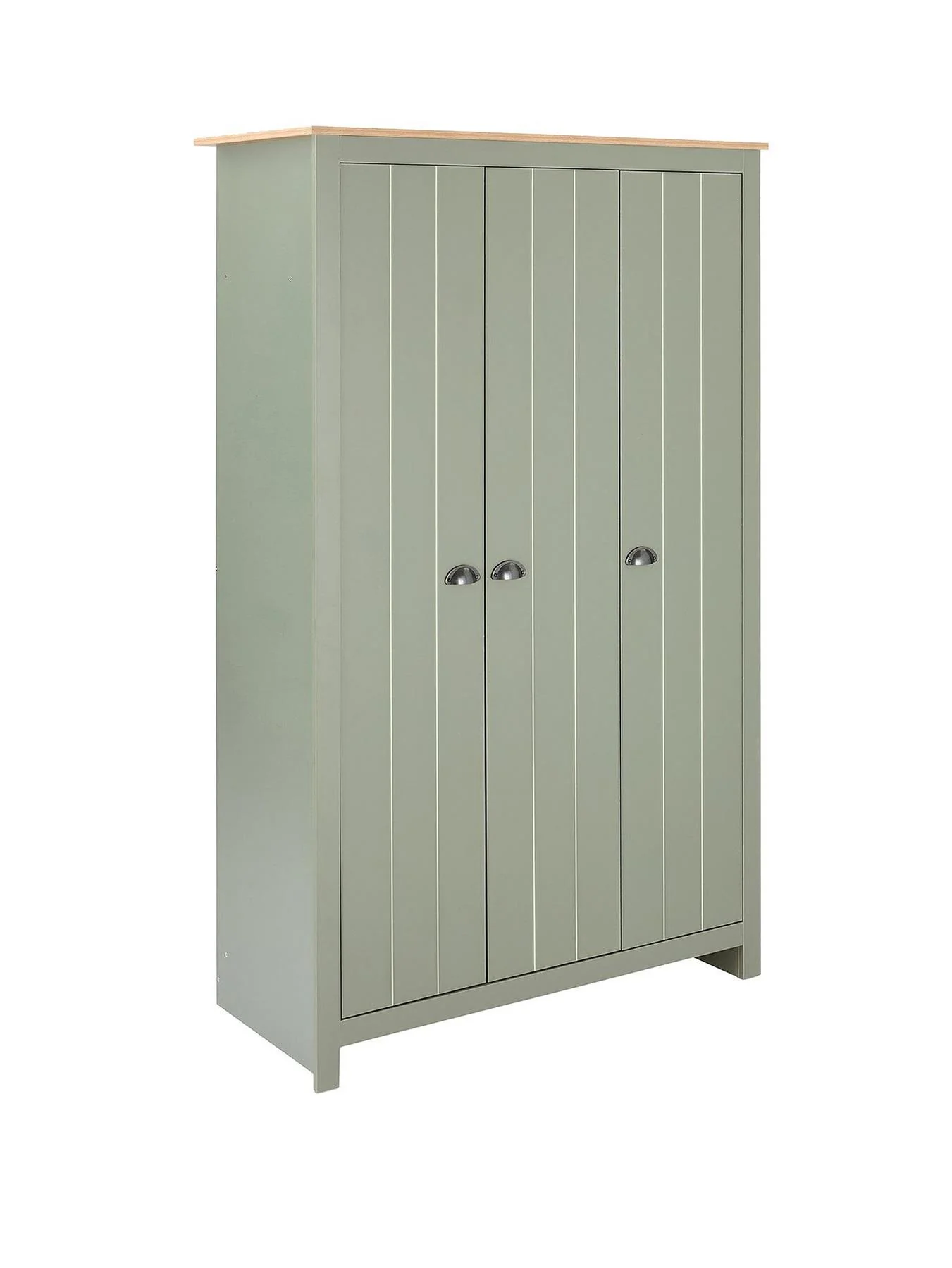 Atlanta 3 Piece Bedroom Set Green Oak Wardrobe Chest Bedside Furniture - Image 3