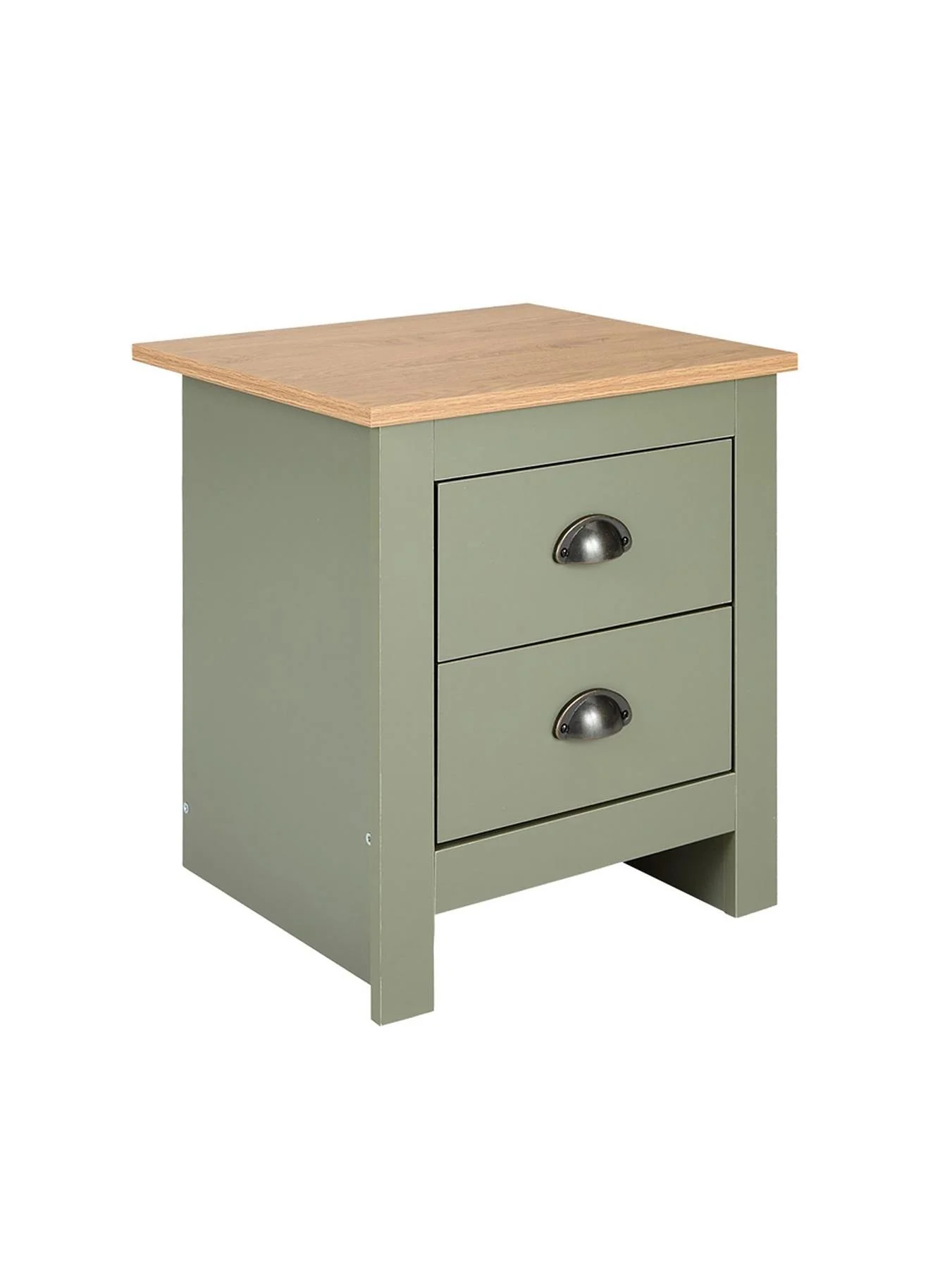 Atlanta 3 Piece Bedroom Set Green Oak Wardrobe Chest Bedside Furniture - Image 5