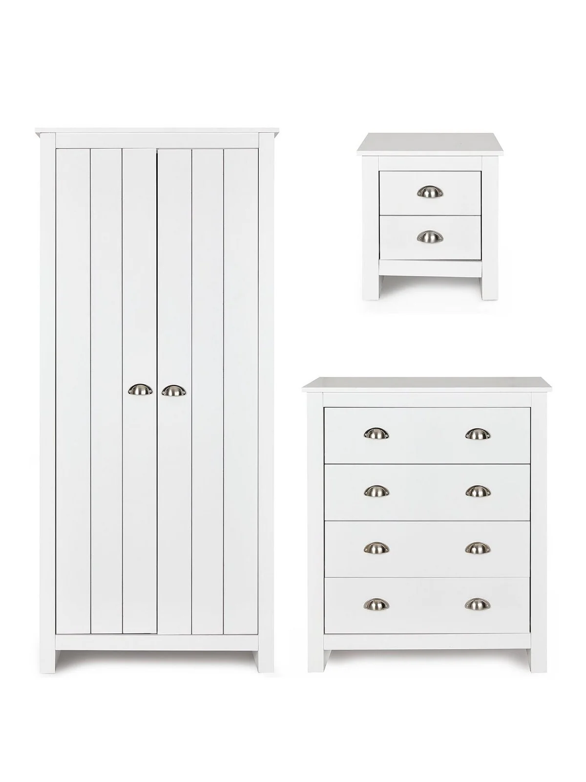 Atlanta 3 Piece Bedroom Set White | 2 Door Wardrobe, Chest & Bedside | Kids Room - Image 2