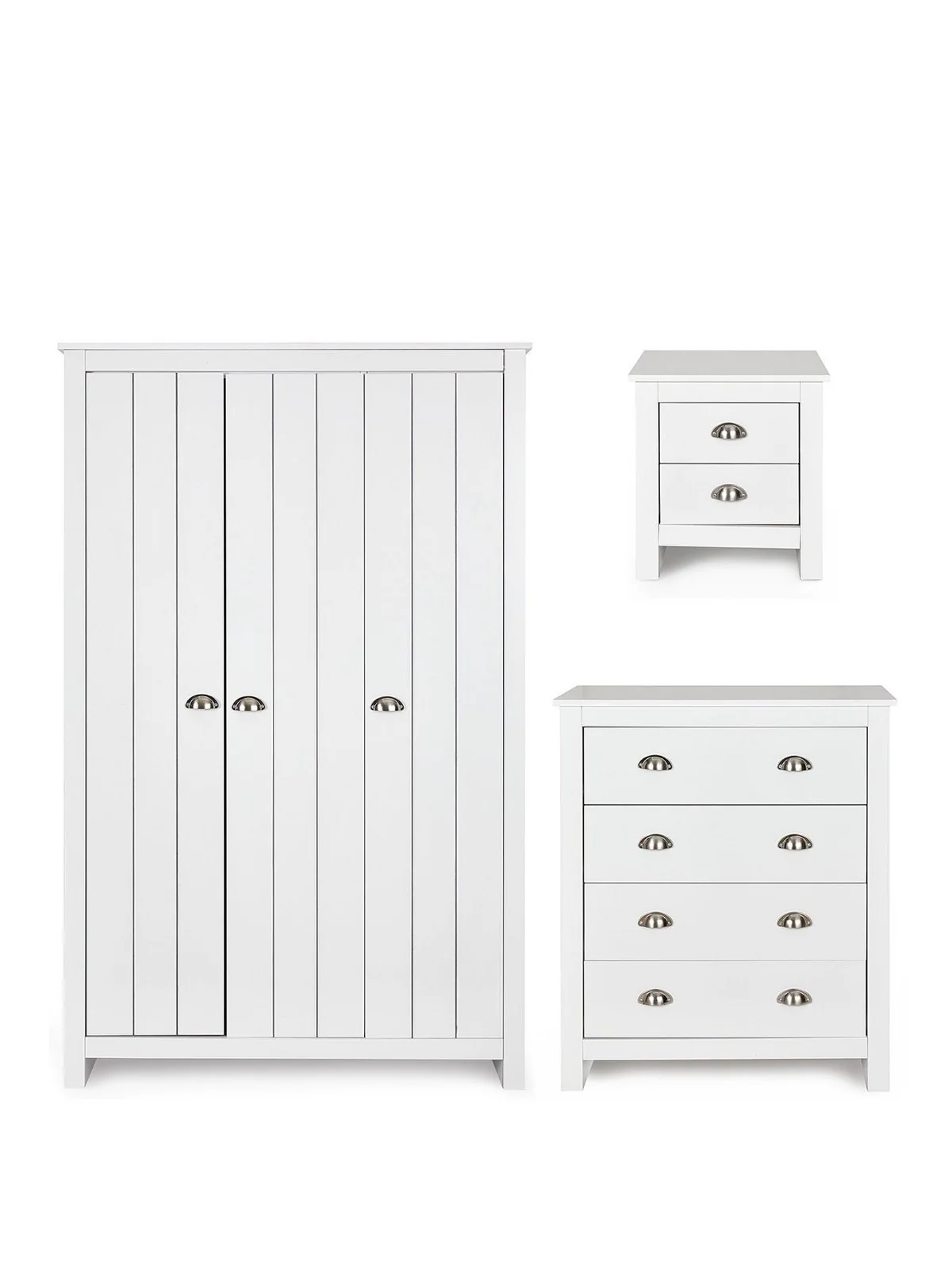 Atlanta 3 Piece Kids Bedroom Set White Wardrobe 4+2 Drawer Chests - Image 2