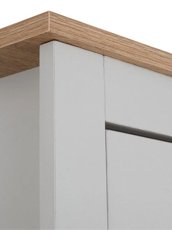 Atlanta 3 Piece Package 3 Door Wardrobe Chest Bedside - Grey Oak Bedroom Set - Image 6