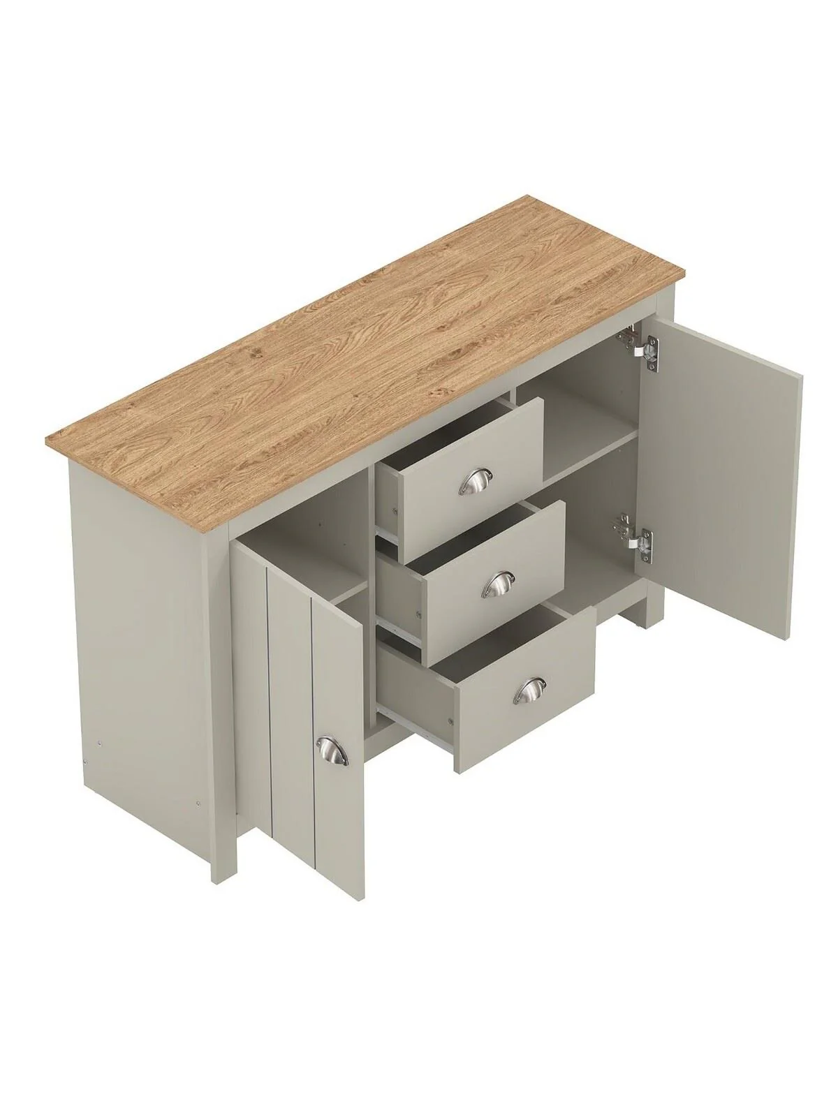 Atlanta Wide Sideboard Light Grey Oak Functional and Stylish Storage Unit - Image 6