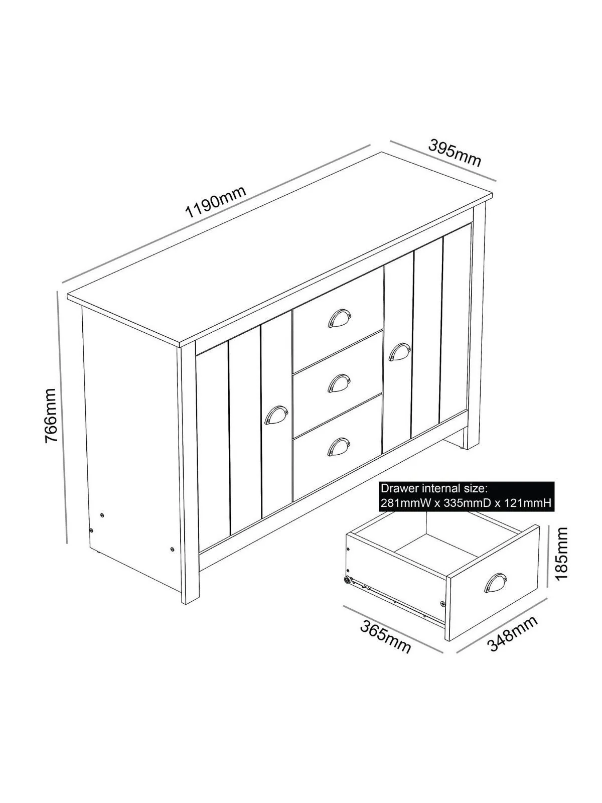 Atlanta Wide Sideboard Light Grey Oak Functional and Stylish Storage Unit - Image 7