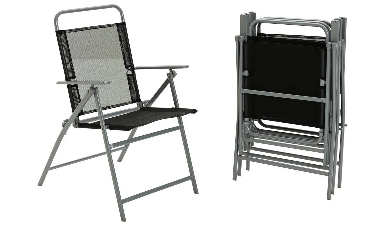 Atlantic 4 Seater Folding Metal Patio Set Black Garden Furniture Dining - Image 5