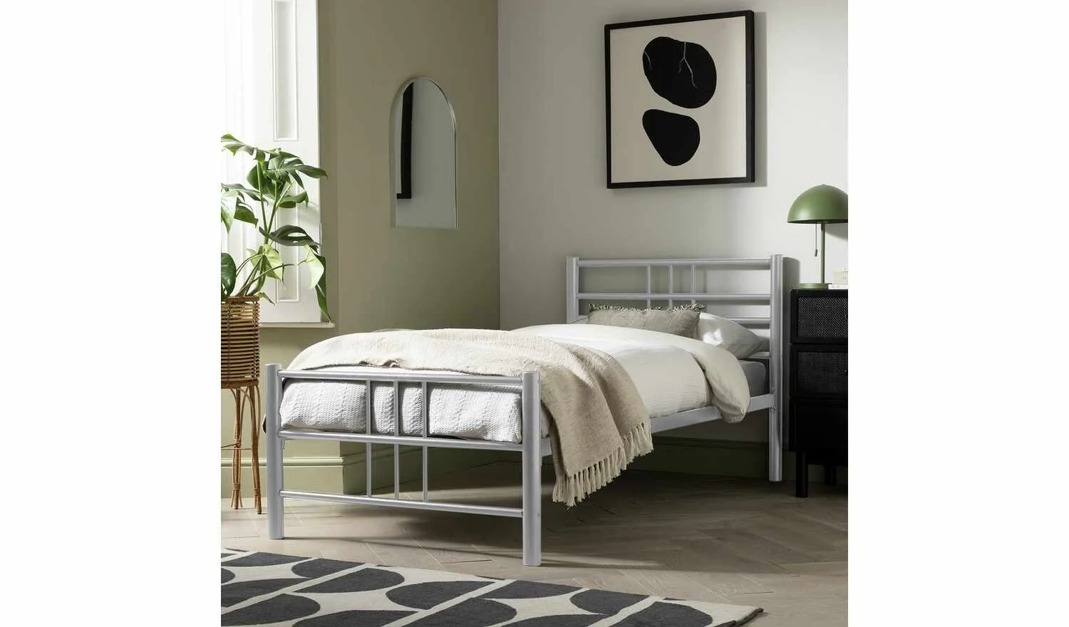 Atlas Single Metal Bed Frame Silver (W97.7, L201.2, H90cm) Durable and Stylish - Image 3