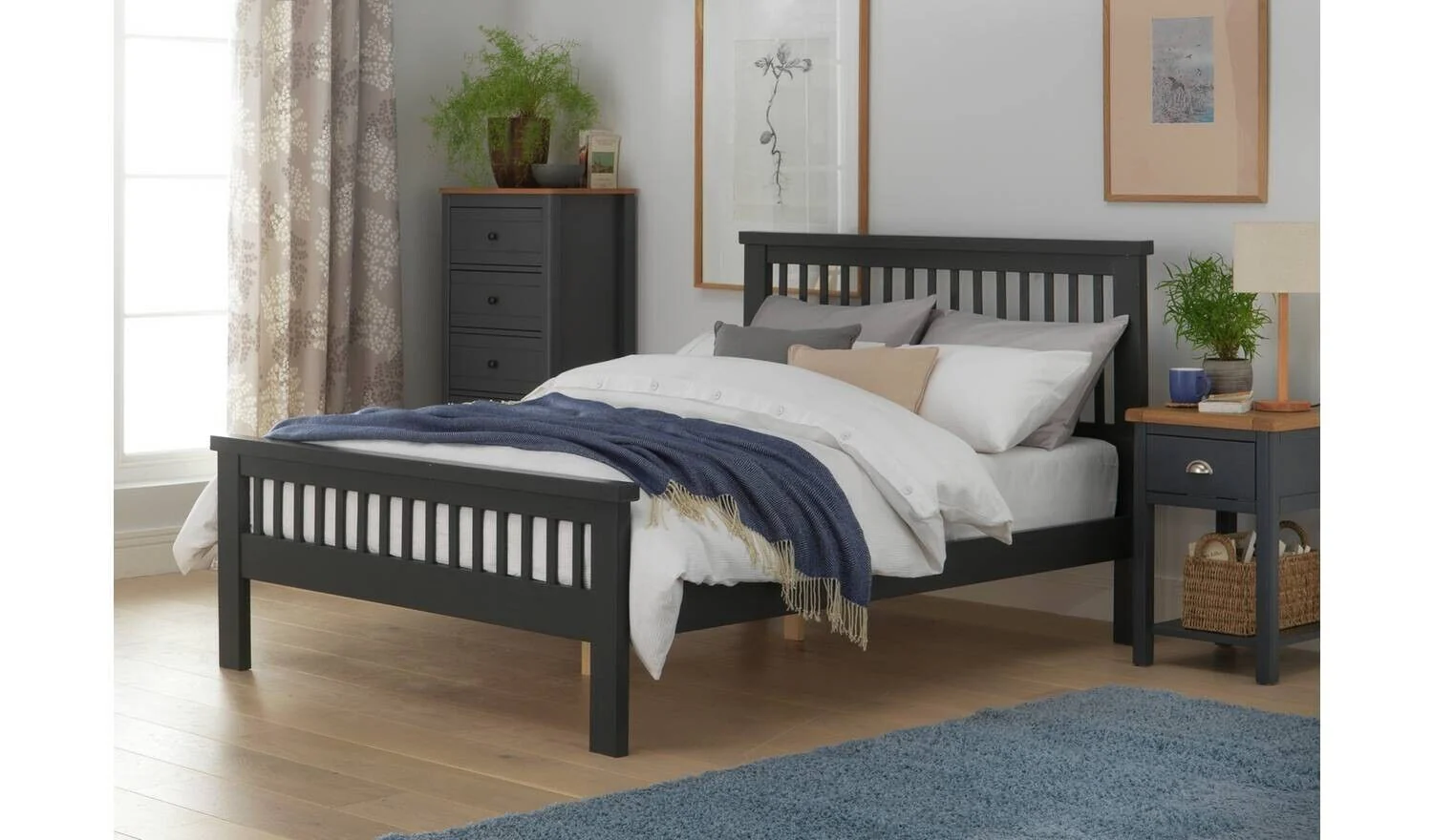 Aubrey Kingsize Wooden Bed Frame Charcoal Sturdy and Stylish Bedroom Furniture - Image 2
