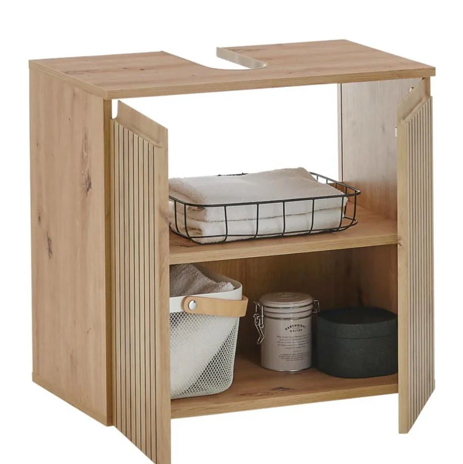 Austin 2 Door Under Sink Cabinet Brown Bathroom Storage Organiser - Image 4