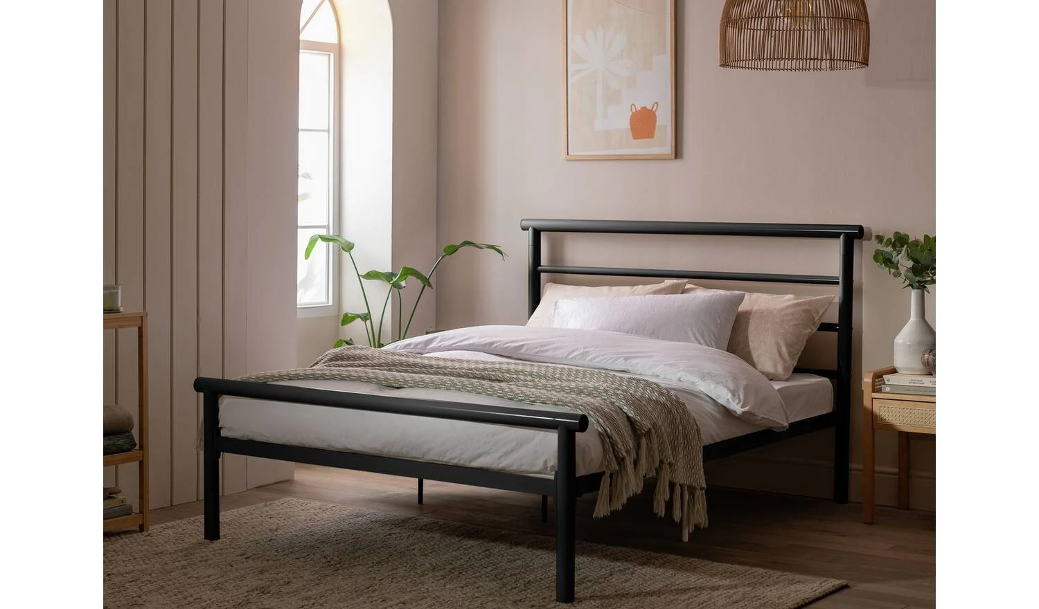 Avalon Double Metal Bed Frame Black Modern Bedroom Furniture Industrial - Image 2