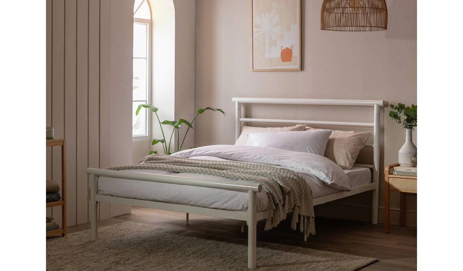 Avalon Small Double Metal Bed Frame White Modern Bedroom Furniture - Image 2