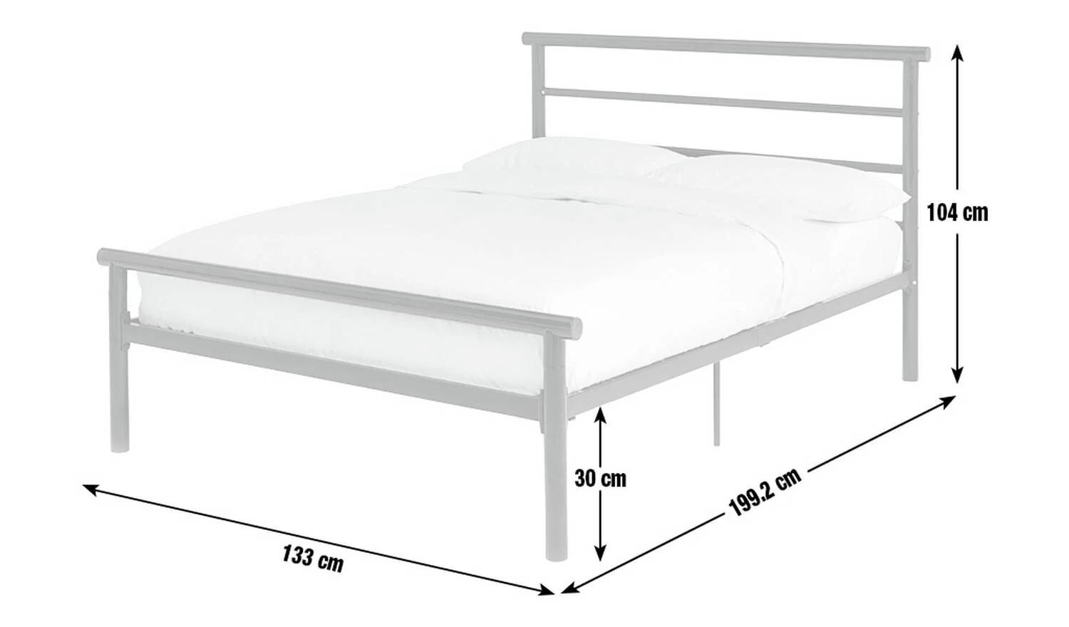 Avalon Small Double Metal Bed Frame White Modern Bedroom Furniture - Image 7