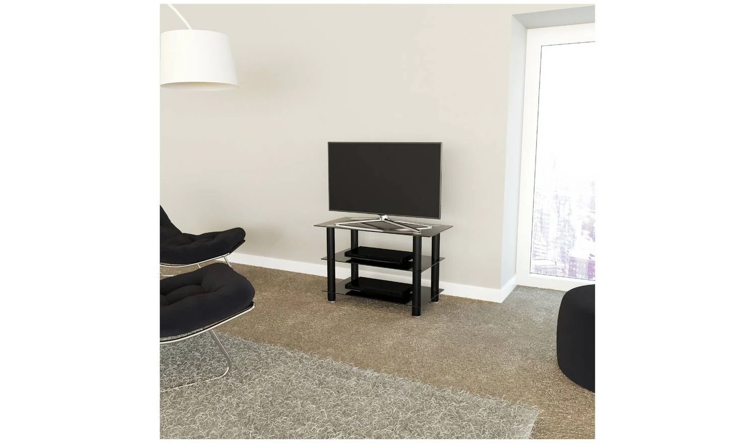 AVF Glass up to 40 Inch TV Stand Black For Living Room Bedroom - Image 4