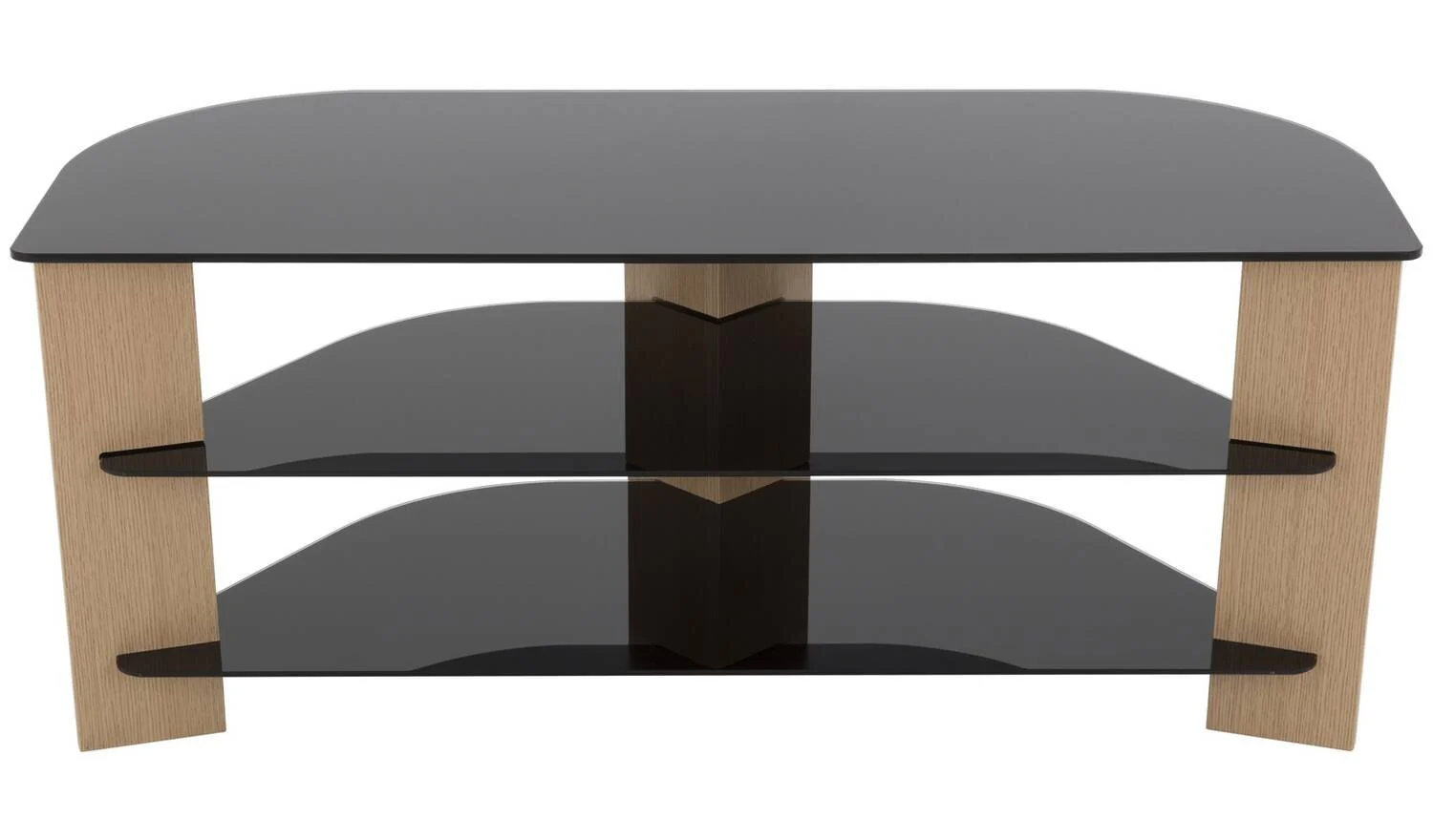 AVF Up To 55 Inch TV Stand Black Glass and Oak Effect Media Unit - Image 2