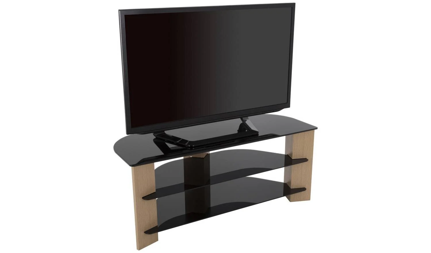 AVF Up To 55 Inch TV Stand Black Glass and Oak Effect Media Unit - Image 3