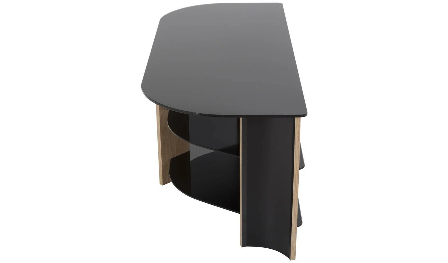 AVF Up To 55 Inch TV Stand Black Glass and Oak Effect Media Unit - Image 5