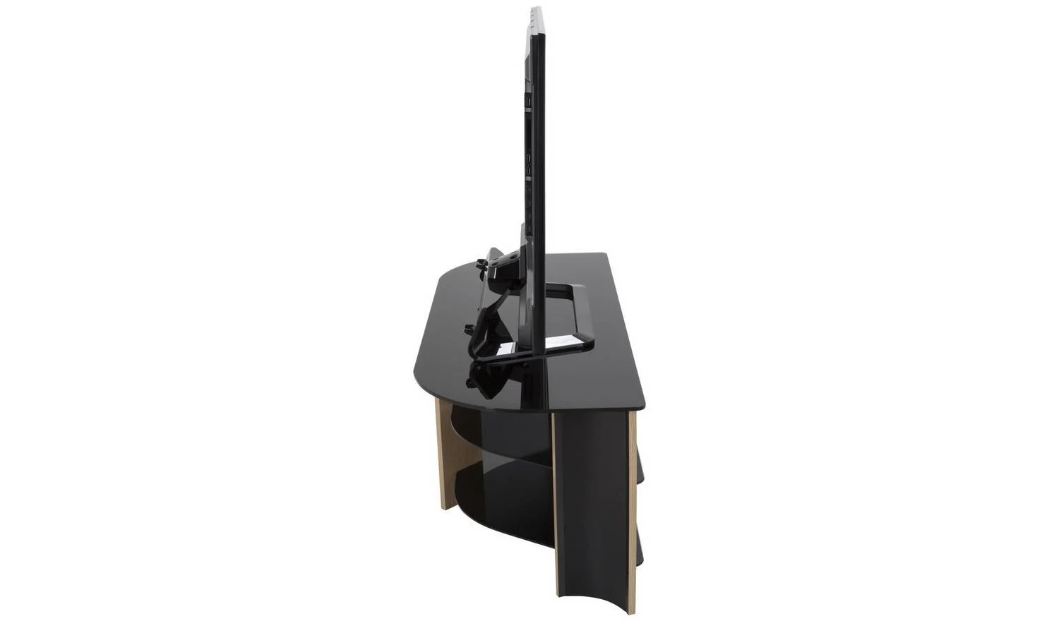 AVF Up To 55 Inch TV Stand Black Glass and Oak Effect Media Unit - Image 6