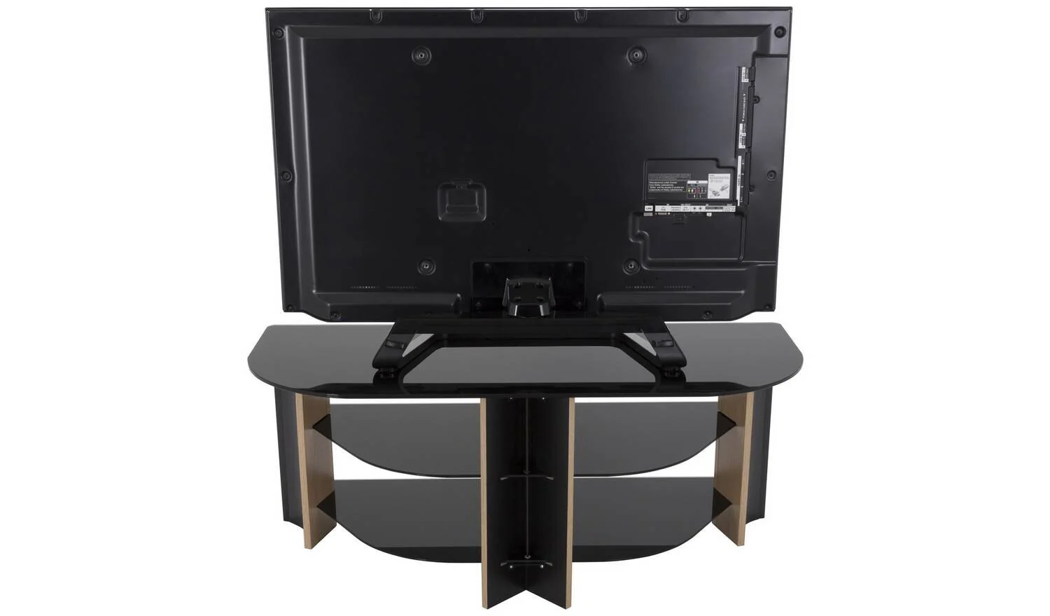 AVF Up To 55 Inch TV Stand Black Glass and Oak Effect Media Unit - Image 8