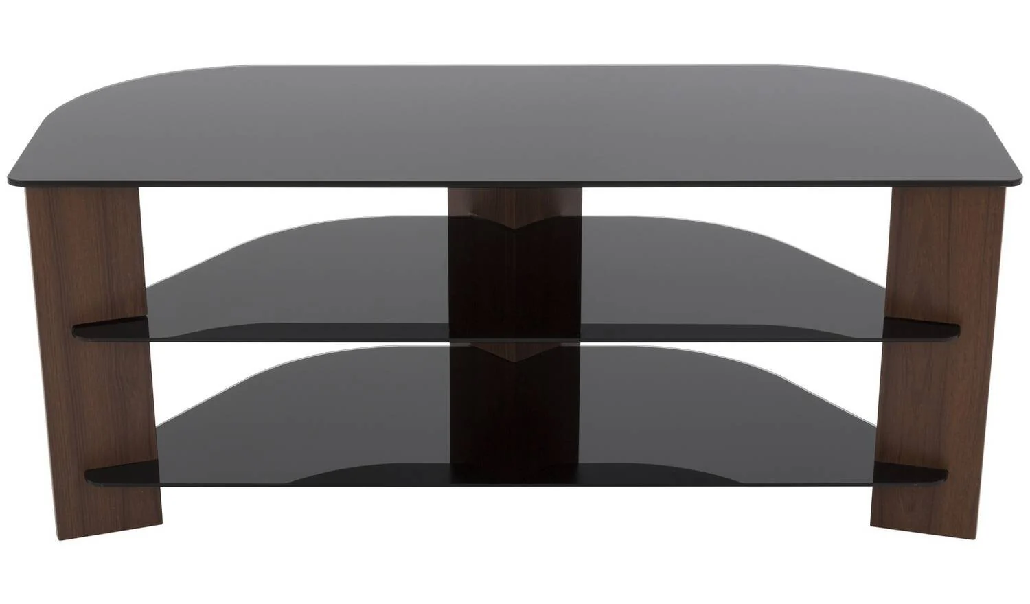 AVF Up To 55 Inch TV Stand Black Glass and Walnut Effect With Shelves - Image 2
