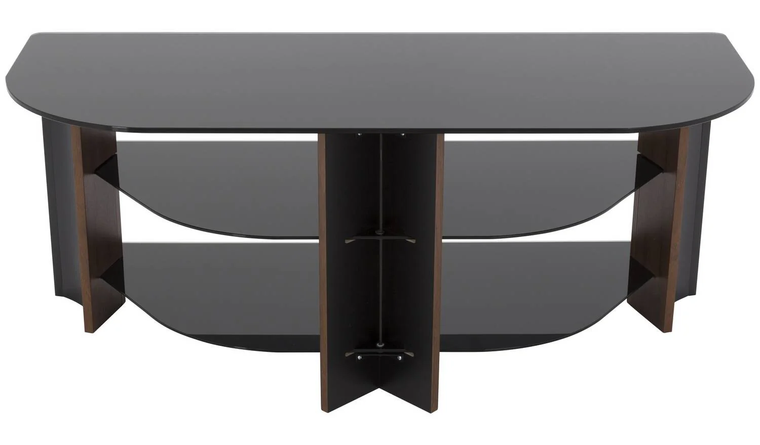 AVF Up To 55 Inch TV Stand Black Glass and Walnut Effect With Shelves - Image 7