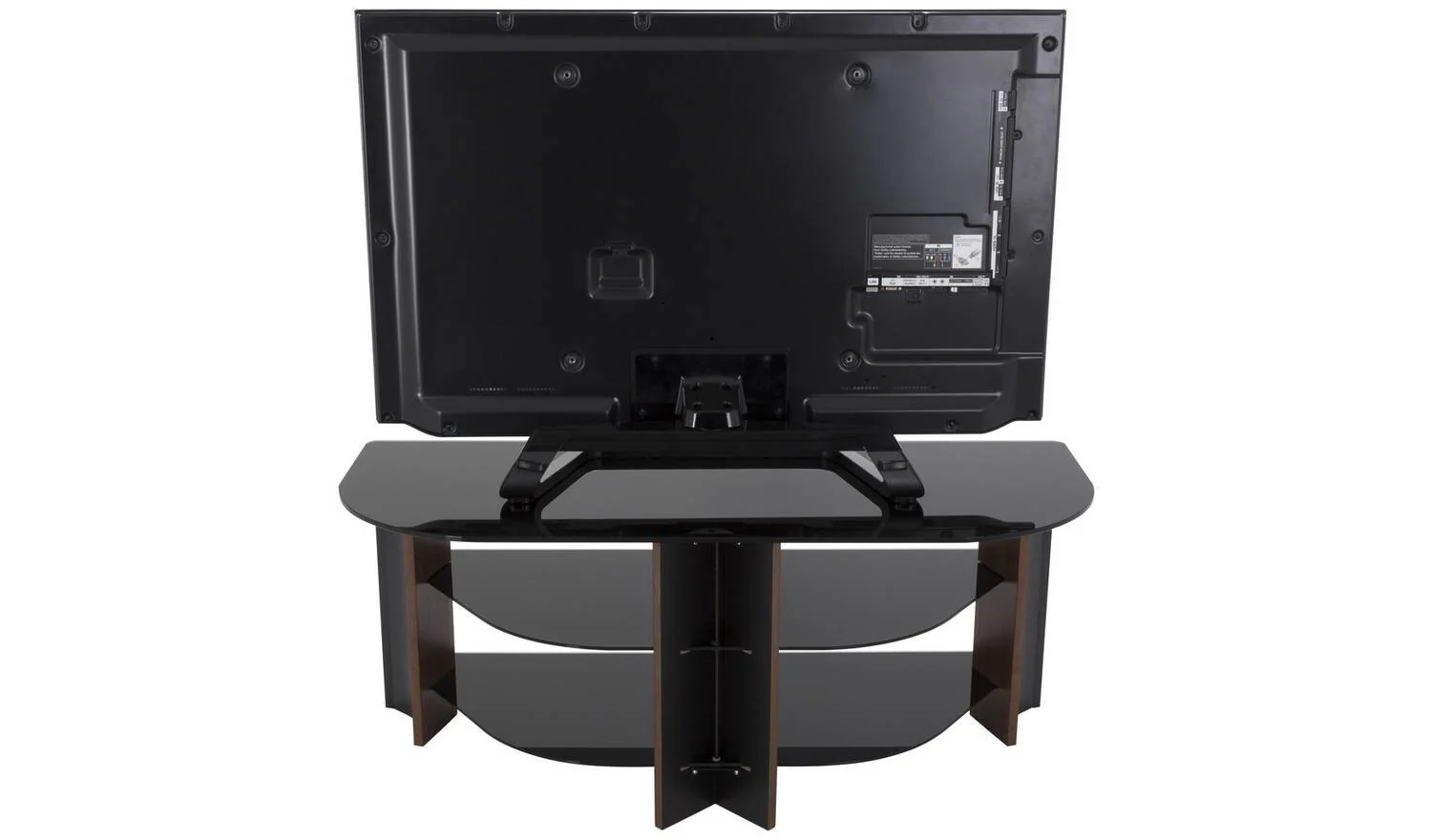 AVF Up To 55 Inch TV Stand Black Glass and Walnut Effect With Shelves - Image 8