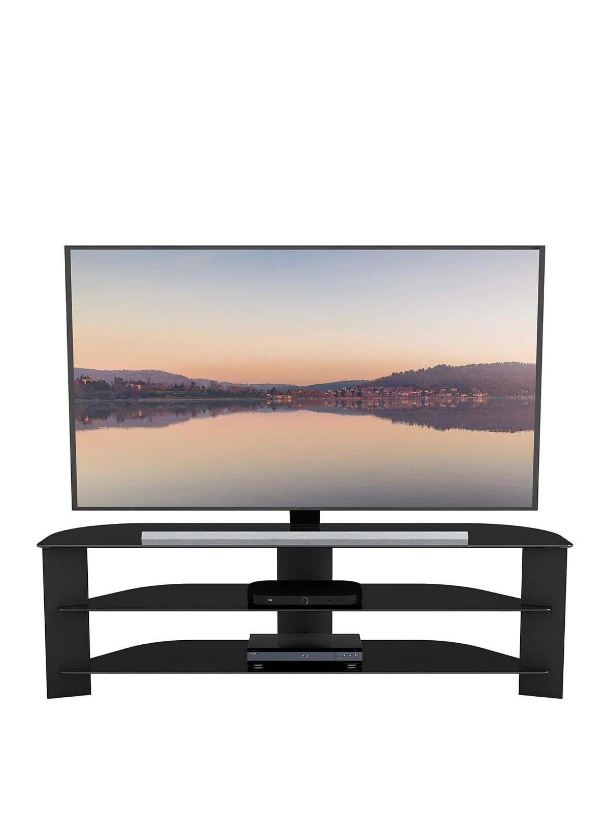 AVF Varano Corner Tv Stand - Black Glass TV Size: 61-70 FAST DELIVERY - Image 2
