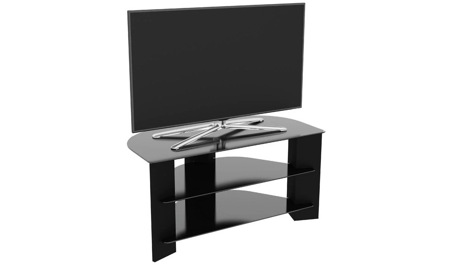 AVF Wood Effect Up To 42 Inch TV Corner Stand Black With Shelves - Image 2