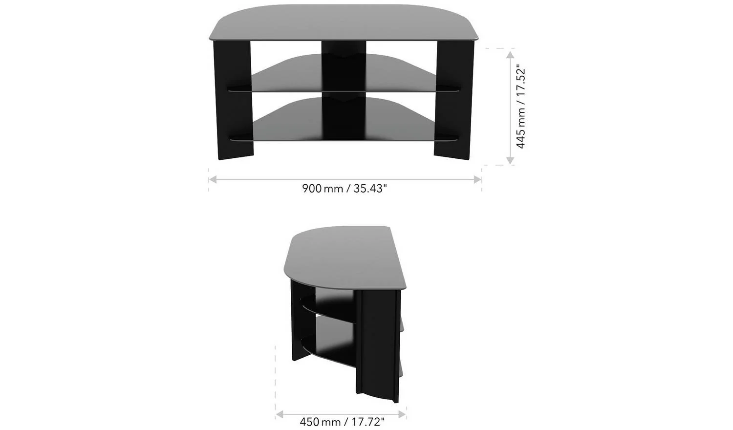 AVF Wood Effect Up To 42 Inch TV Corner Stand Black With Shelves - Image 3