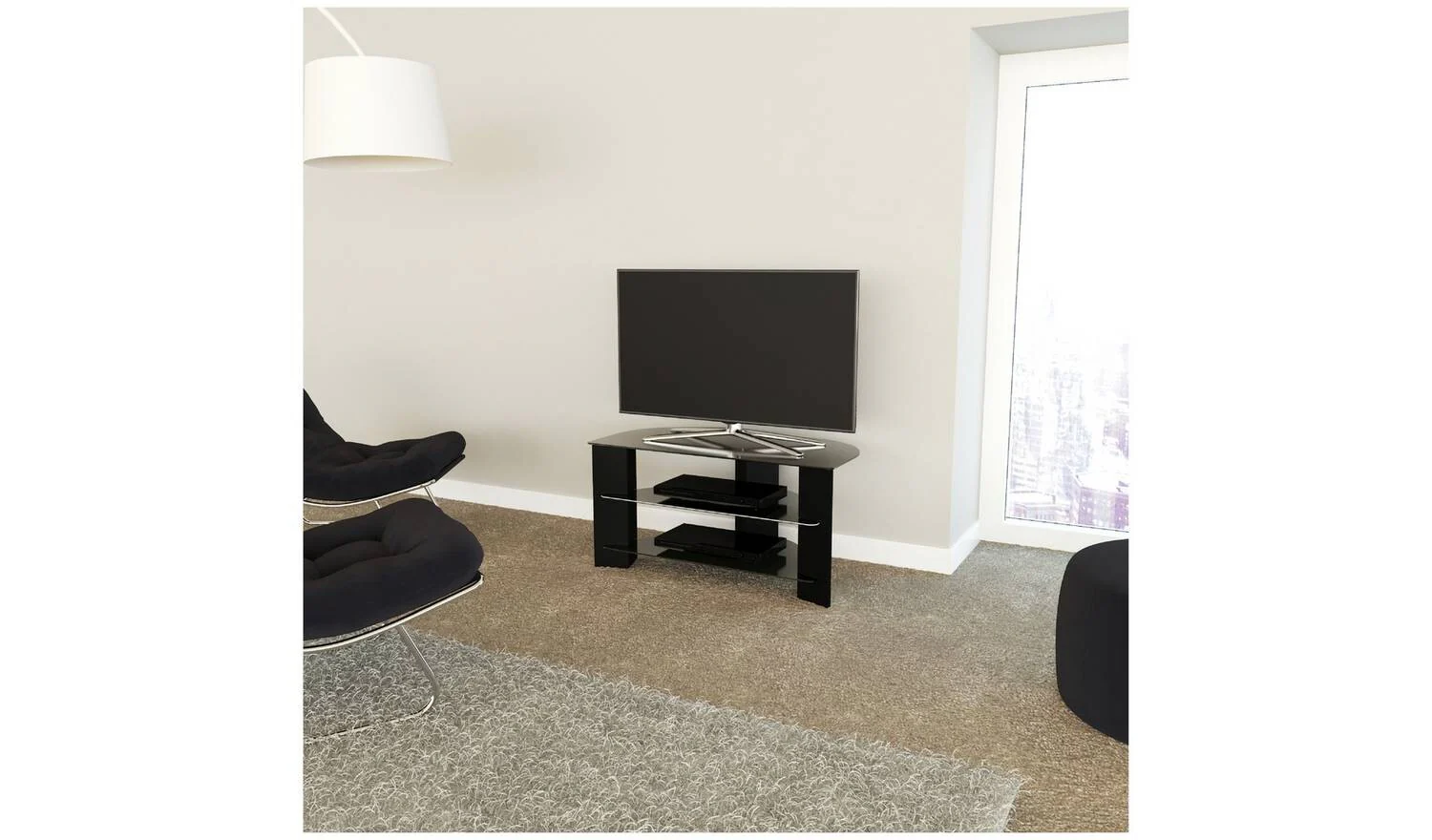 AVF Wood Effect Up To 42 Inch TV Corner Stand Black With Shelves - Image 4