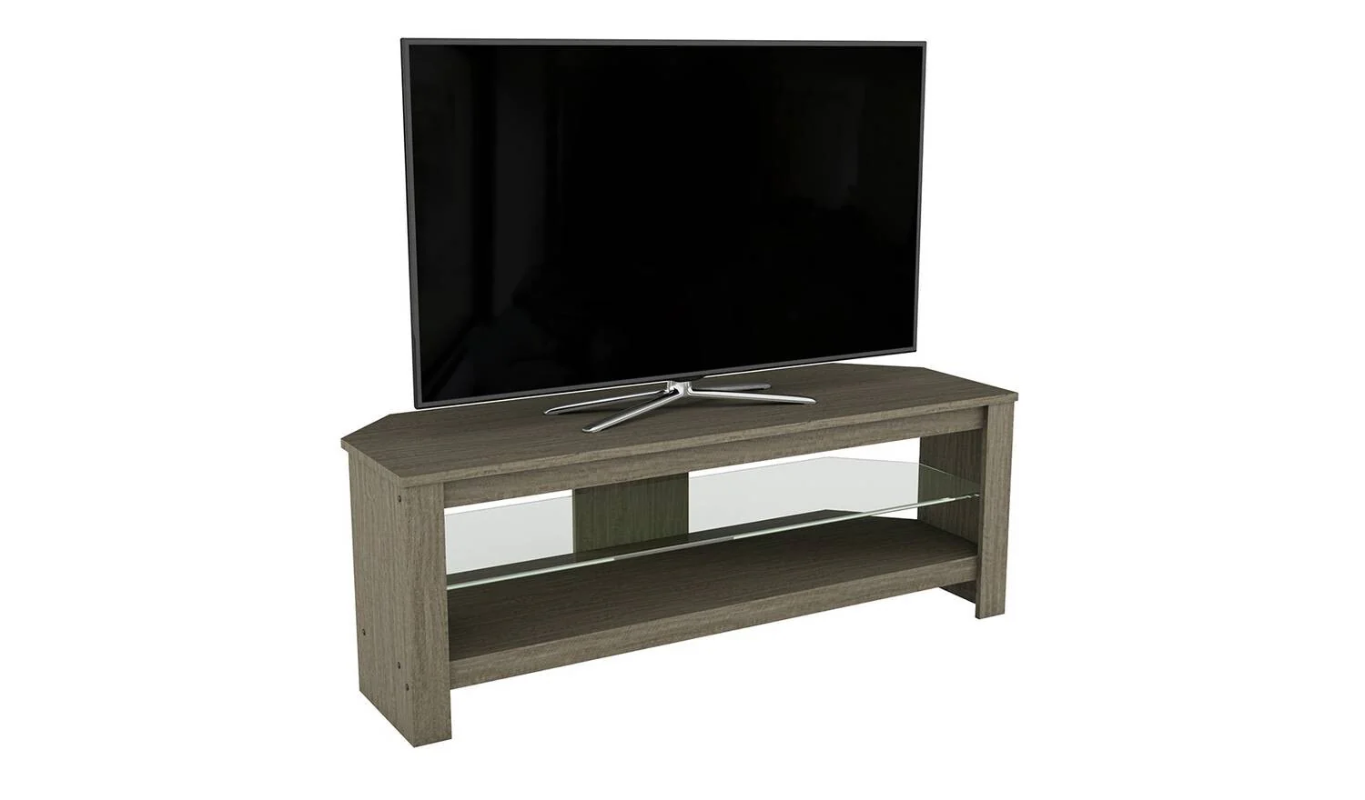 AVF Wood Effect, Up to 55 Inch Glass Shelf TV Stand Grey With Shelves - Image 2