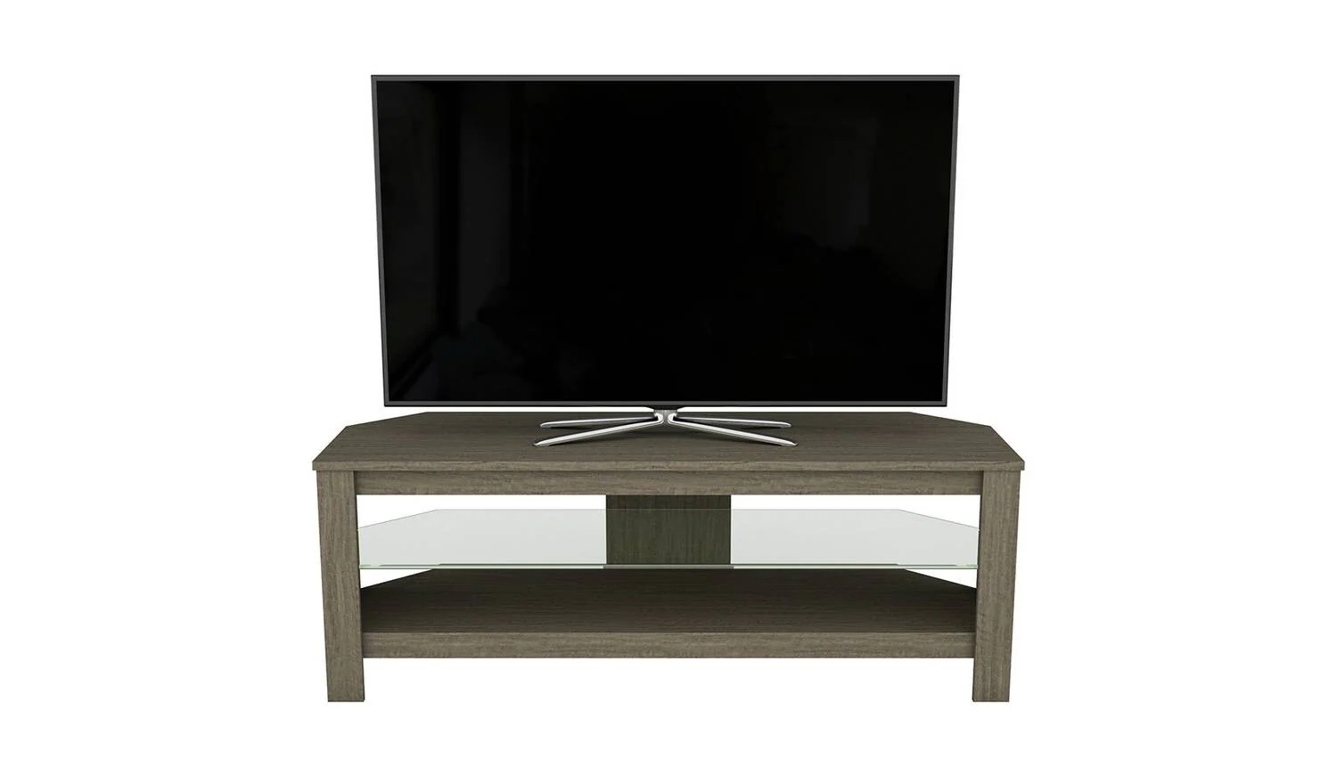 AVF Wood Effect, Up to 55 Inch Glass Shelf TV Stand Grey With Shelves - Image 3