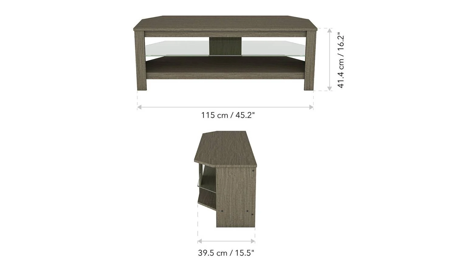 AVF Wood Effect, Up to 55 Inch Glass Shelf TV Stand Grey With Shelves - Image 5