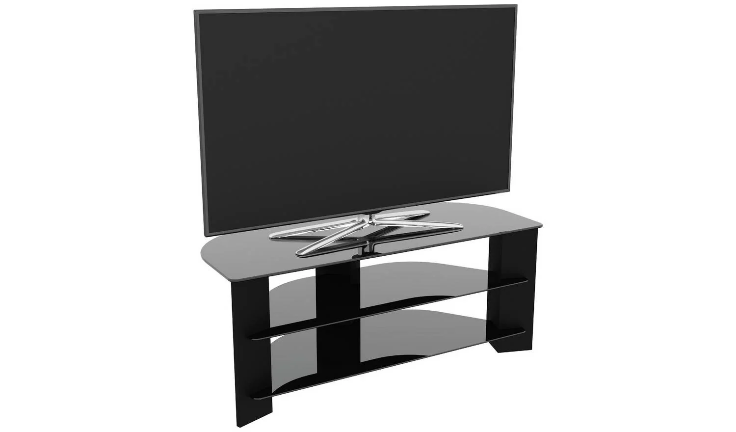 AVF Wood Effect Up To 55 Inch TV Corner Stand Black With Shelves - Image 2