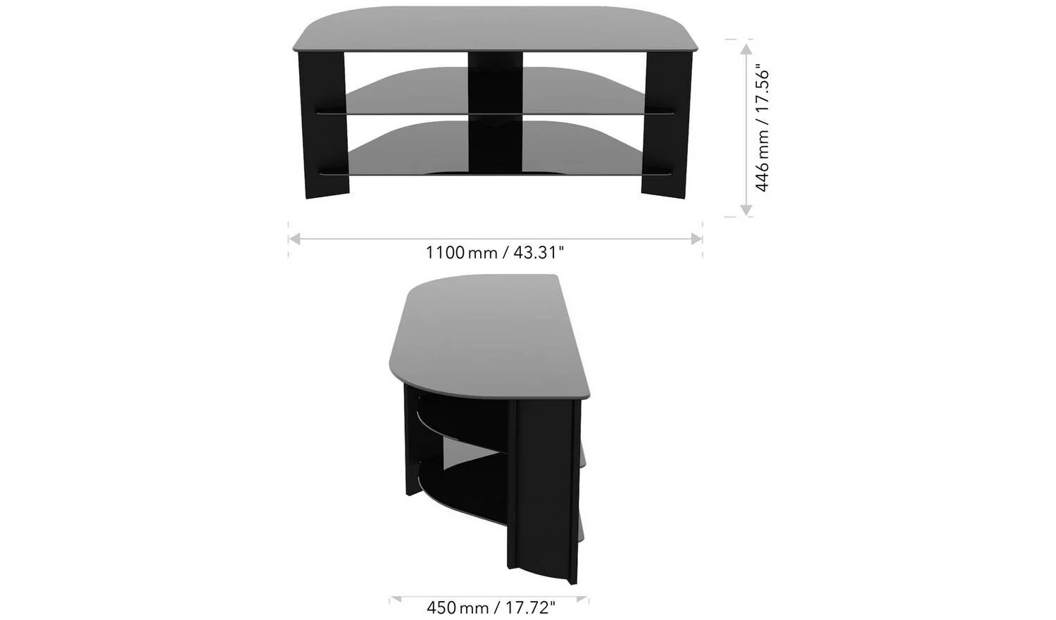 AVF Wood Effect Up To 55 Inch TV Corner Stand Black With Shelves - Image 3