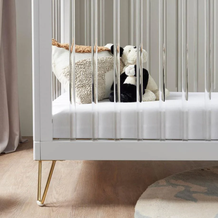 Babymore Kimi Cot Bed Acrylic No Mattress Baby Nursery Furniture - Image 3