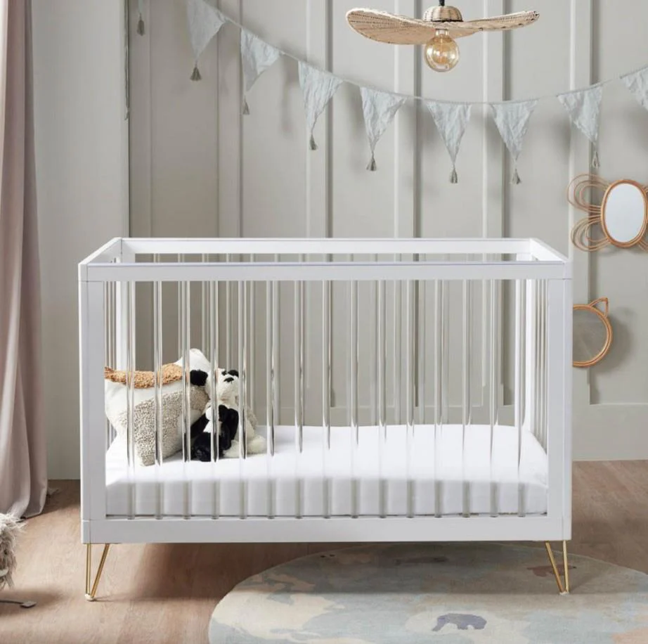 Babymore Kimi Cot Bed Acrylic No Mattress Baby Nursery Furniture - Image 4