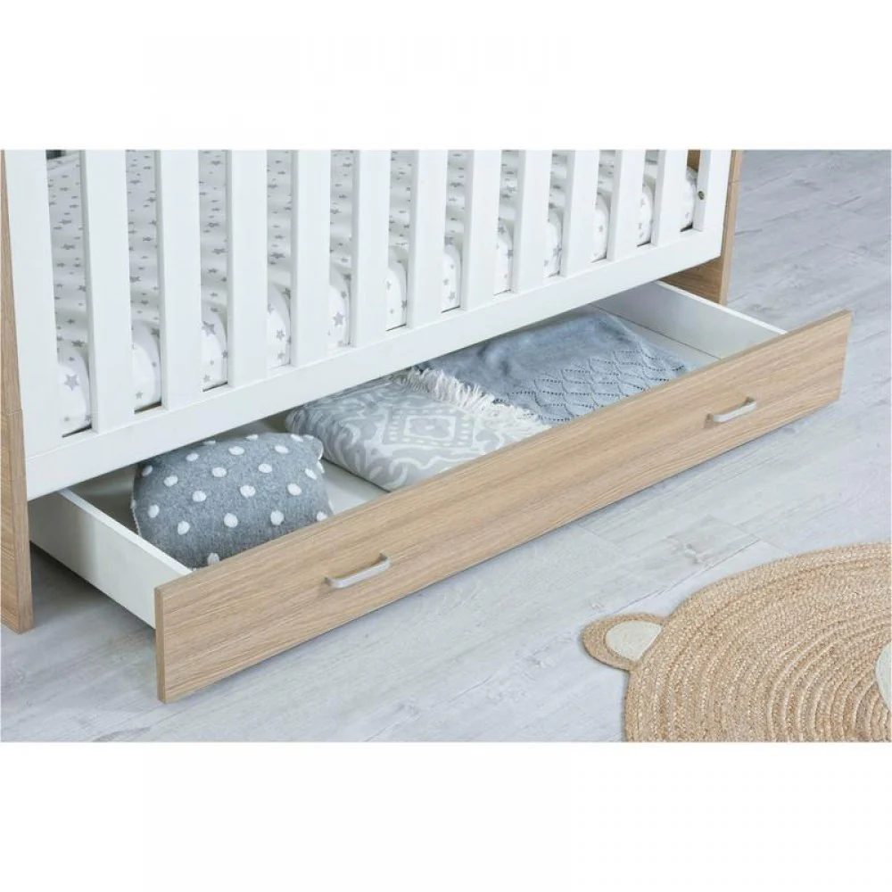 Babymore Luno Veni Cot Bed Under Drawer Oak Kids Bedroom Storage - Image 2