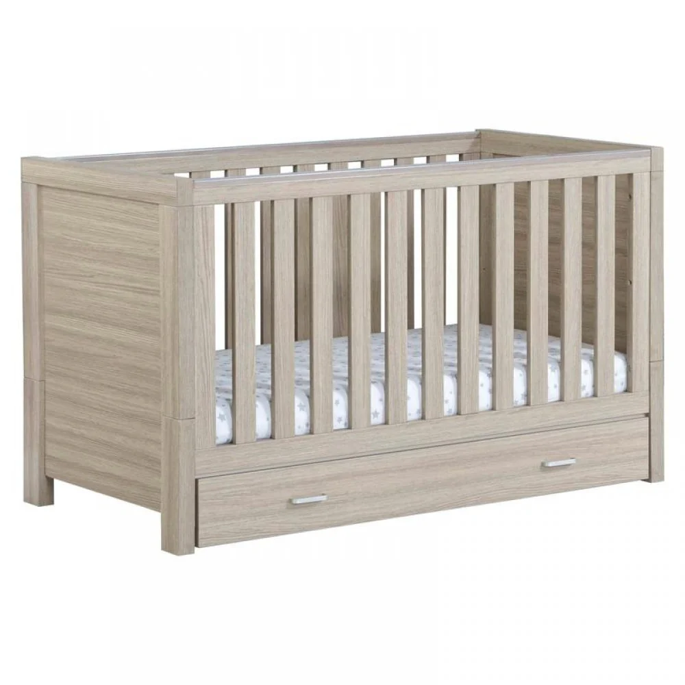 Babymore Luno Veni Cot Bed Under Drawer Oak Kids Bedroom Storage - Image 3