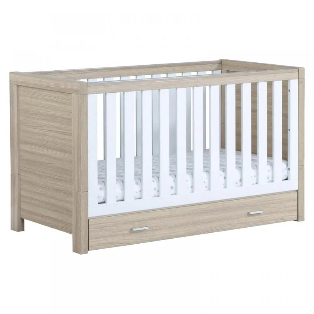 Babymore Luno Veni Cot Bed Under Drawer Oak Kids Bedroom Storage - Image 4