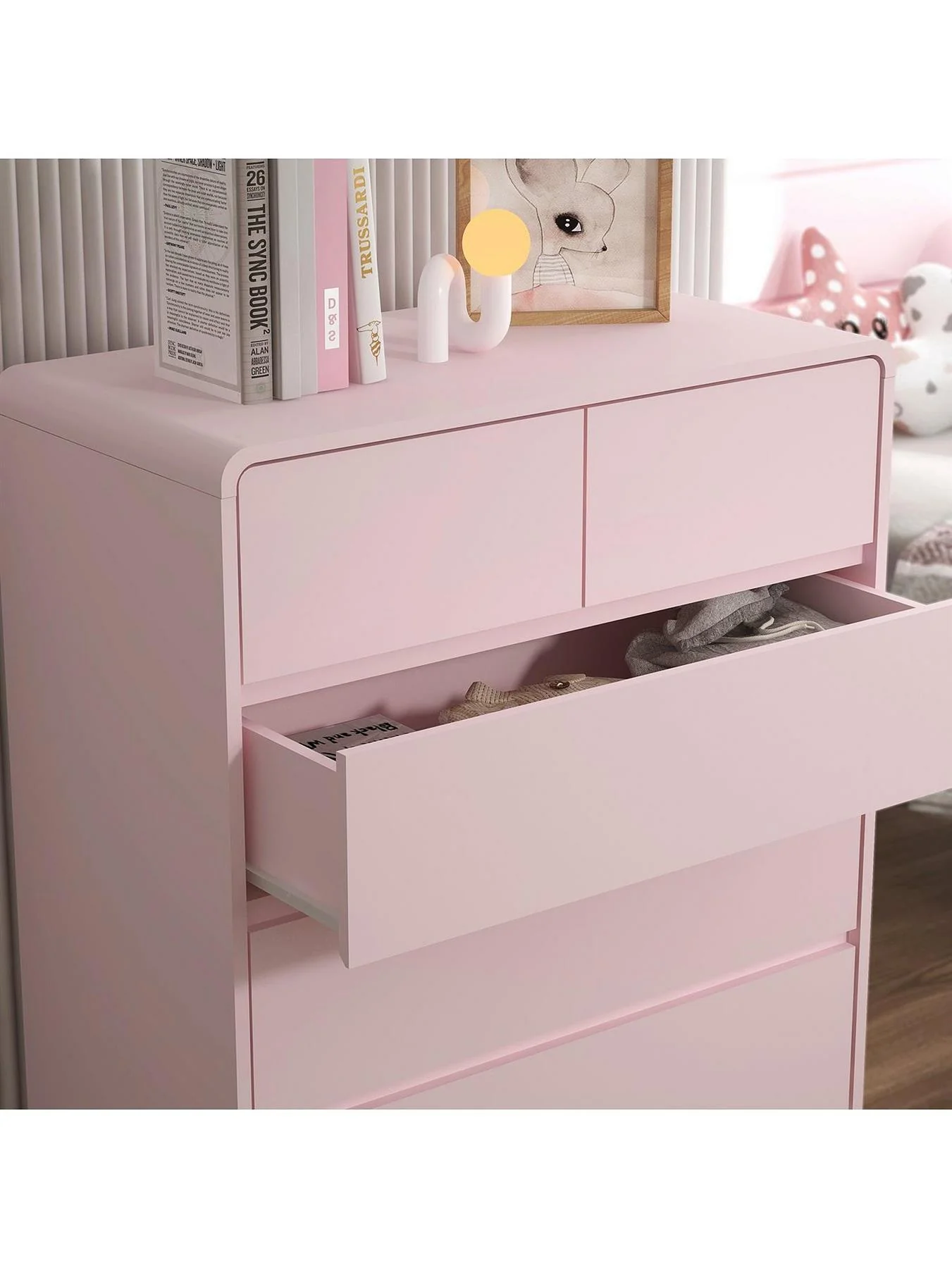 Bailey Kids 3 + 2 Drawer Chest Pink Storage Organiser Bedroom Furniture - Image 3