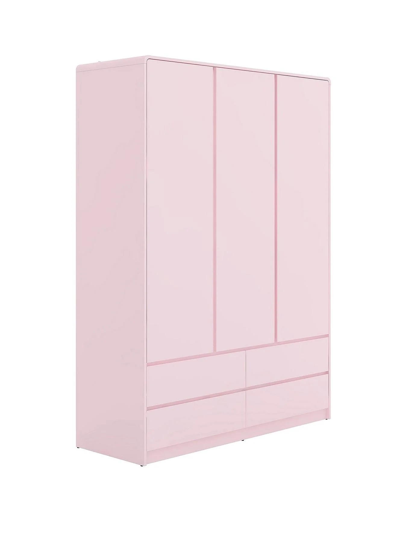 Bailey Kids 3 Door 4 Drawer Wardrobe Pink Childrens Bedroom Storage - Image 2