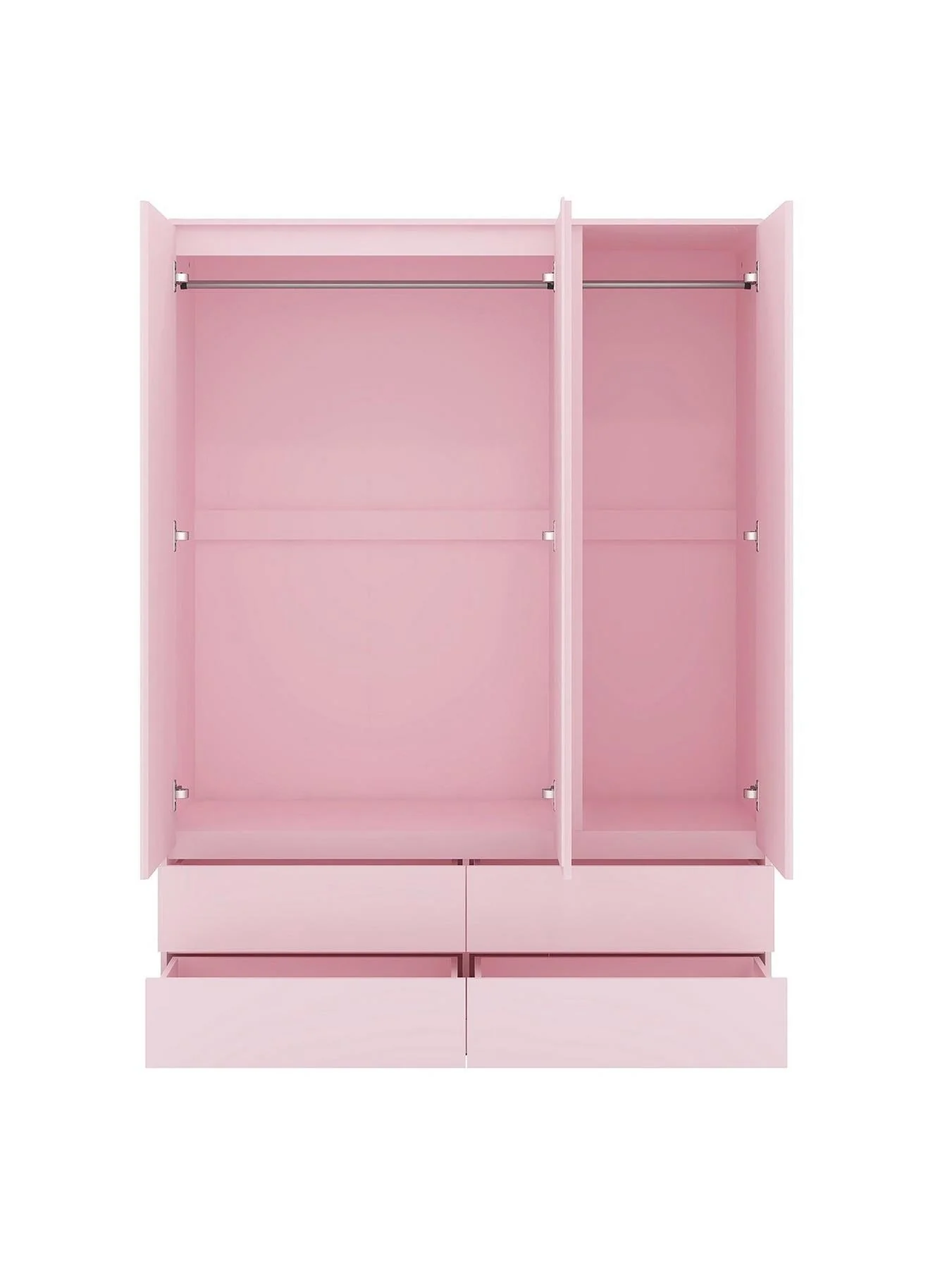 Bailey Kids 3 Door 4 Drawer Wardrobe Pink Childrens Bedroom Storage - Image 4