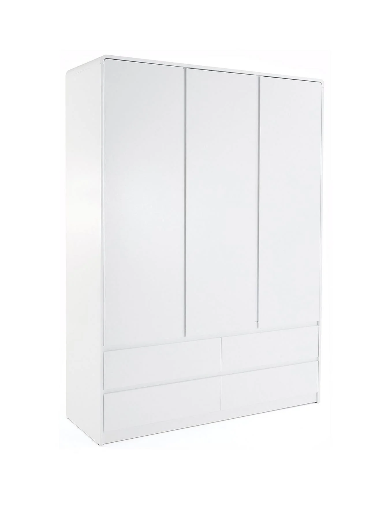 Bailey Kids 3 Door 4 Drawer Wardrobe White Childrens Bedroom Storage - Image 3