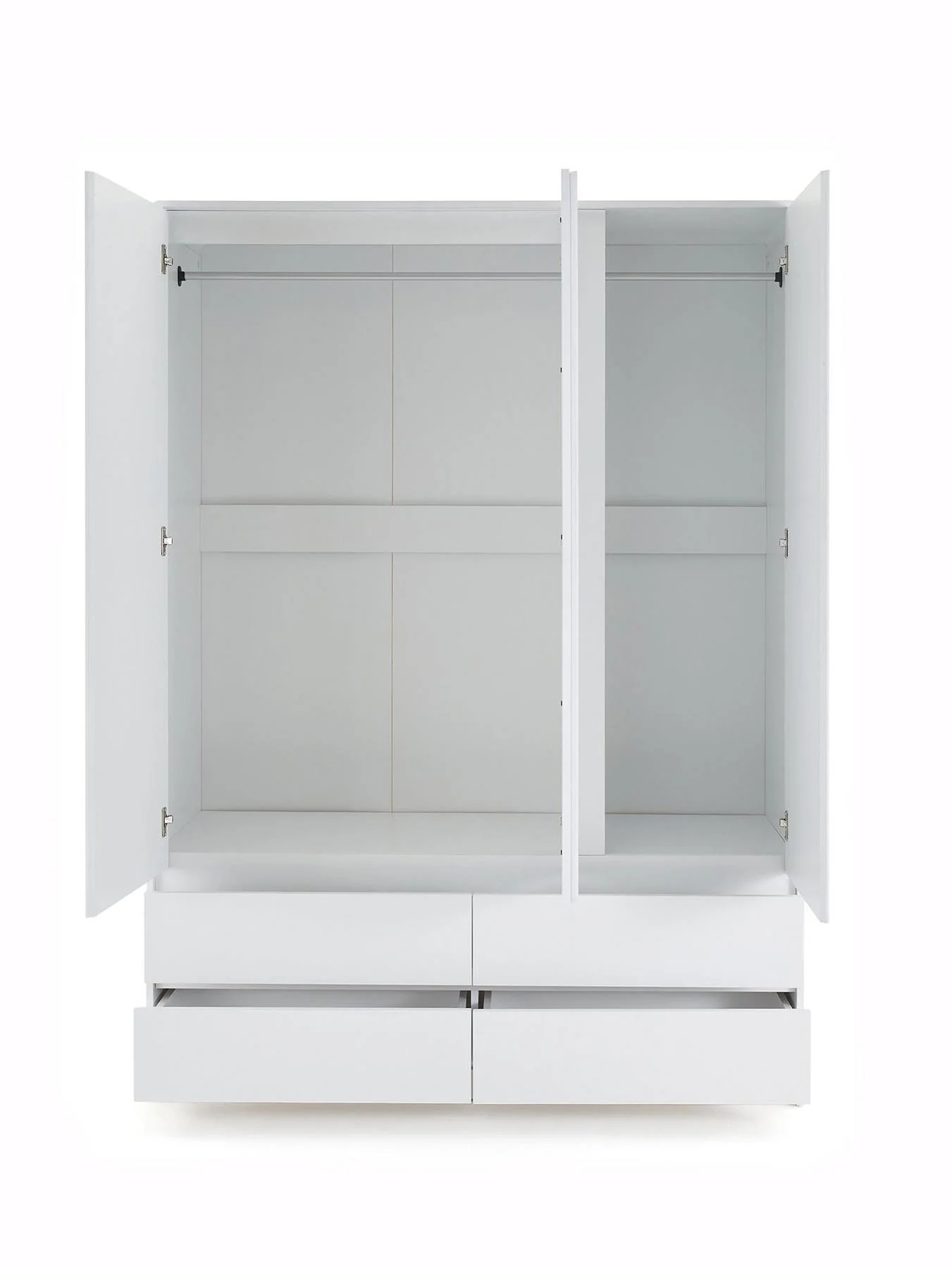 Bailey Kids 3 Door 4 Drawer Wardrobe White Childrens Bedroom Storage - Image 4
