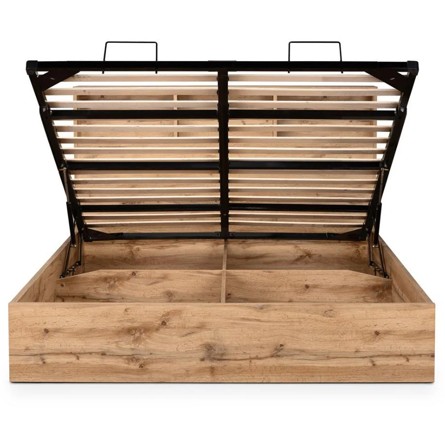 Bali King Size Light Oak Storage Ottoman Bed Gas Lift Up Mechanism - Image 7