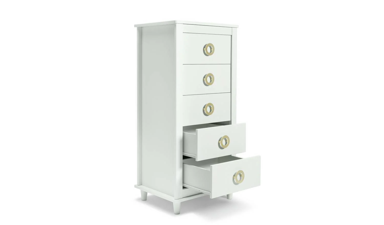 Bardot 5 Drawer Tallboy White Stylish and Compact Bedroom Storage Solution - Image 6