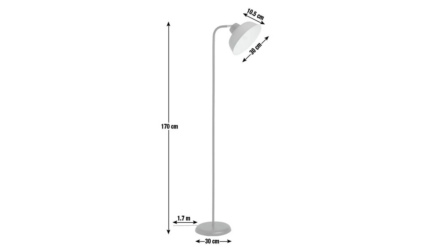 Benson Adjustable Floor Lamp Grey Modern Reading Light Living Room - Image 2