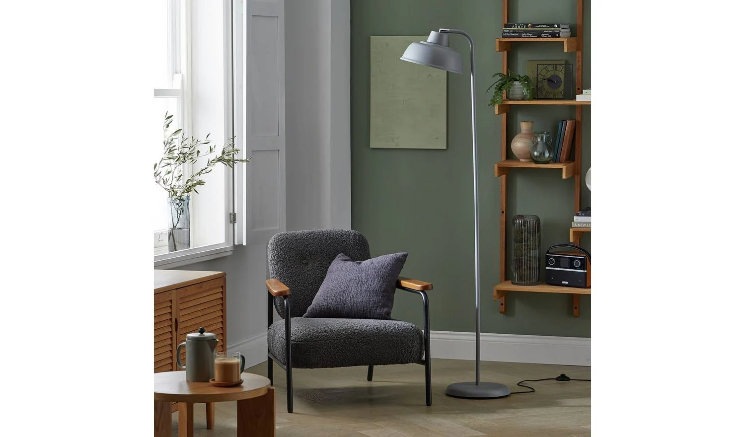 Benson Adjustable Floor Lamp Grey Modern Reading Light Living Room - Image 3