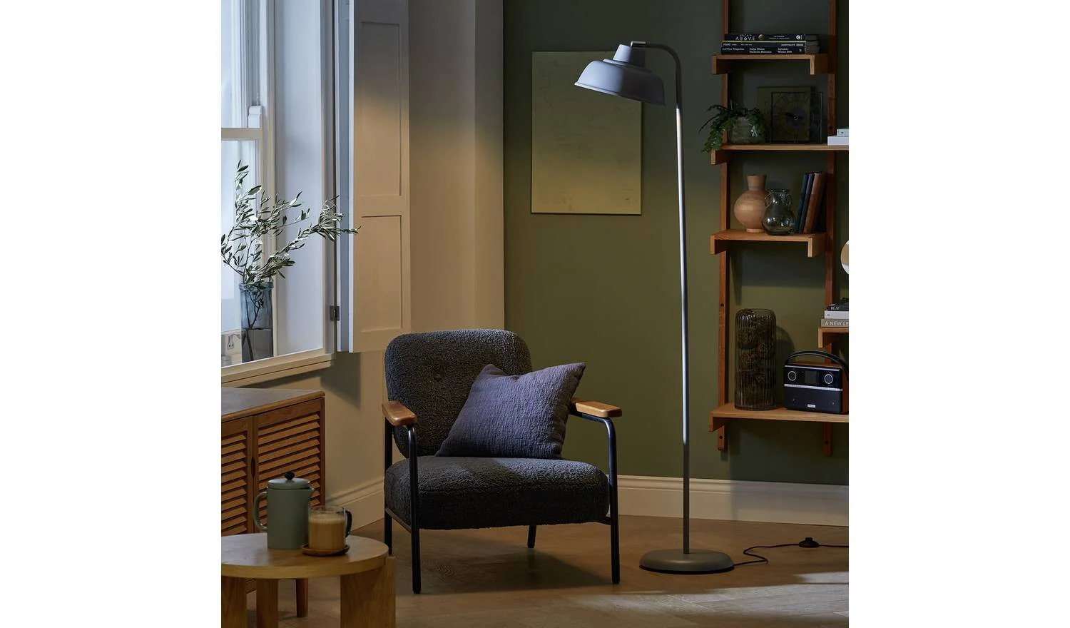 Benson Adjustable Floor Lamp Grey Modern Reading Light Living Room - Image 4