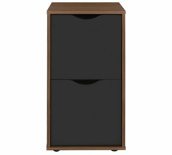 Berkeley Filing Cabinet Black and Walnut Effect Stylish Office Storage - Image 2