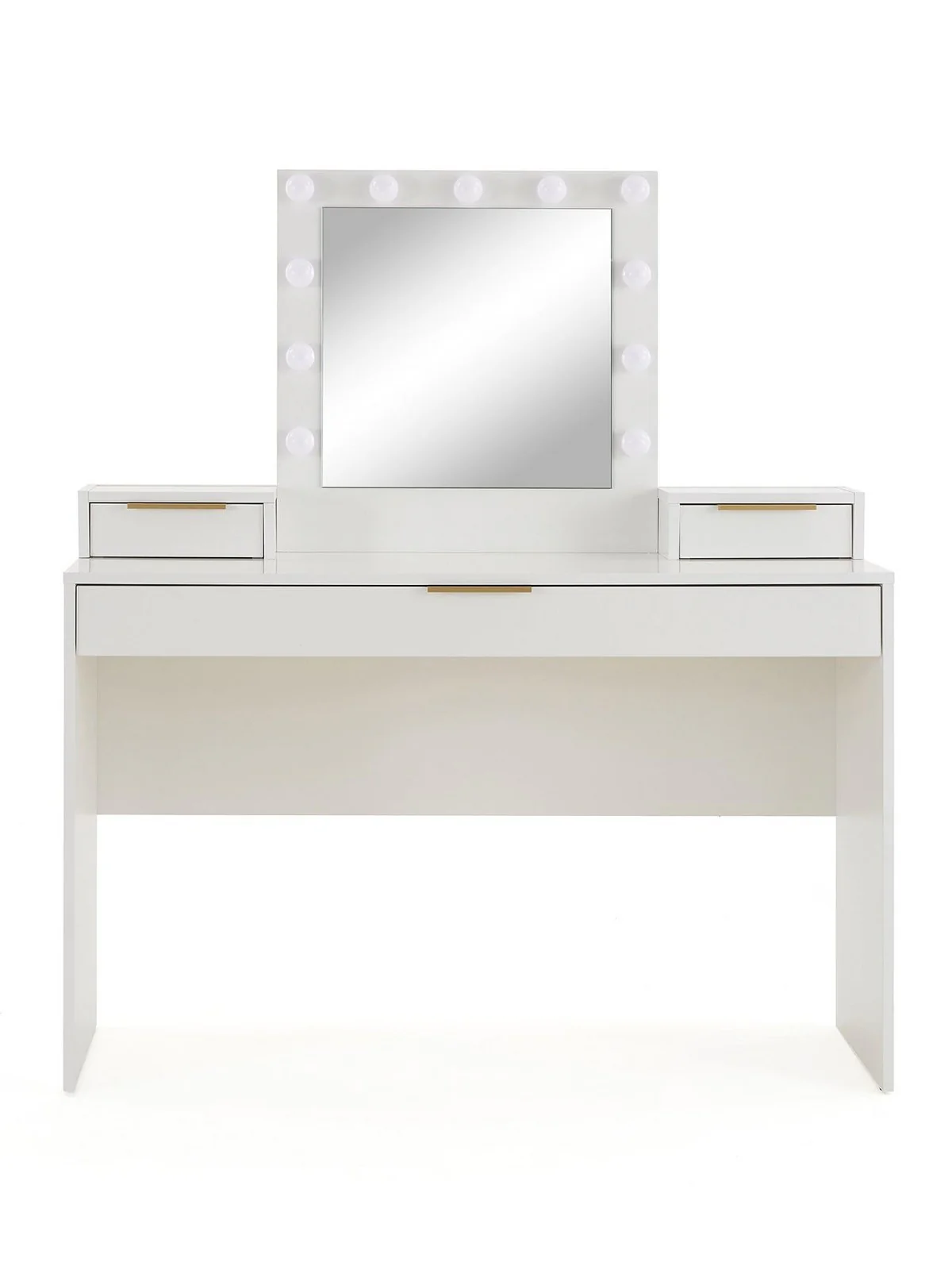 Bessy Gloss Dressing Table with Mirror White LED Vanity Set with Drawers - Image 2